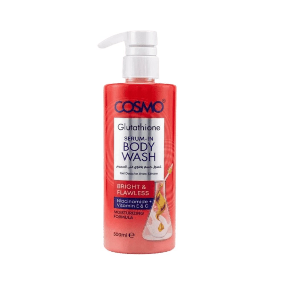 COSMO COSMETICS Glutathione Serum-In Body Wash Bright & Flawless - 500ml | كوزمو كوزمتكس غسول جسم سيروم بالجلوتاثيون - 500 مل