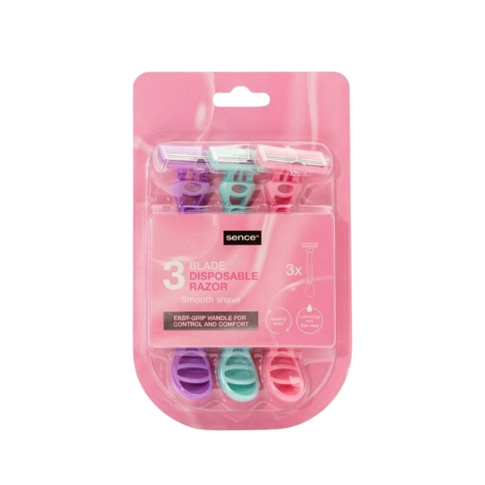 Sence 3 Blade Razor Gentle Glide 3x - 3 Pcs | سينس ماكينة حلاقة ثلاث شفرات