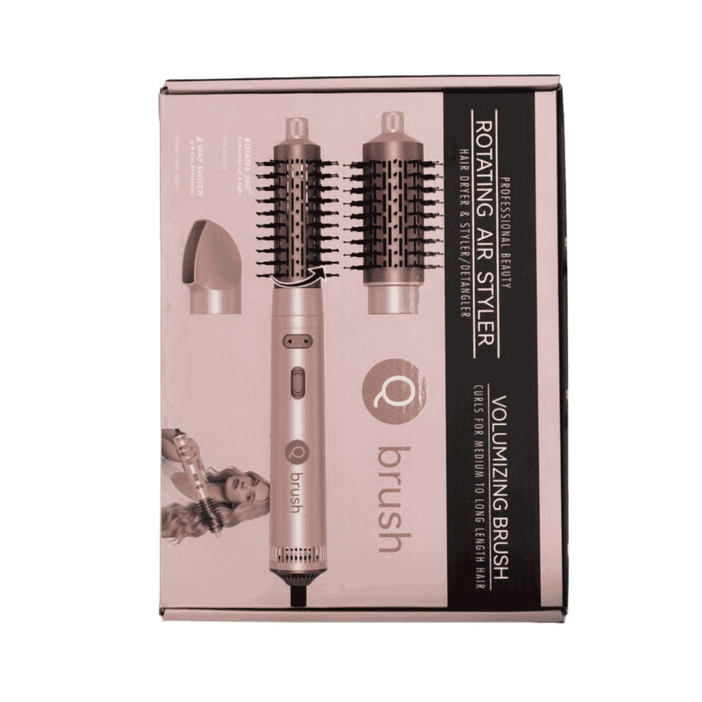 Q brush Rotating Air Styler Hair Dryer & Styler/Detangler Volumizing Brush | كيو برش فرشاة هوائية دوارة مجفف شعر ومصفف/مزيل تشابك وفرشاة لتكثيف الشعر