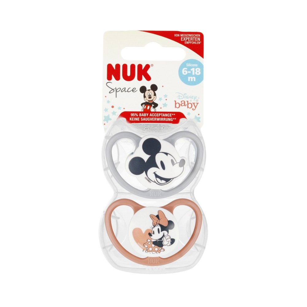 Nuk Disney Mickey Mouse Space Silicone Soothers 6-18m 2pieces | نوك لهايات ديزني ميكي ماوس سيليكون لعمر 6-18 شهر - قطعتان