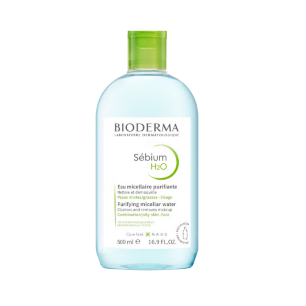 BIODERMA Sebium H2O Micellar Water Facial Cleanser and Makeup Remover Oily Skin - 500ml | بيوديرما مزيل مكياج ميسيلار للبشرة الدهنية - 500 مل
