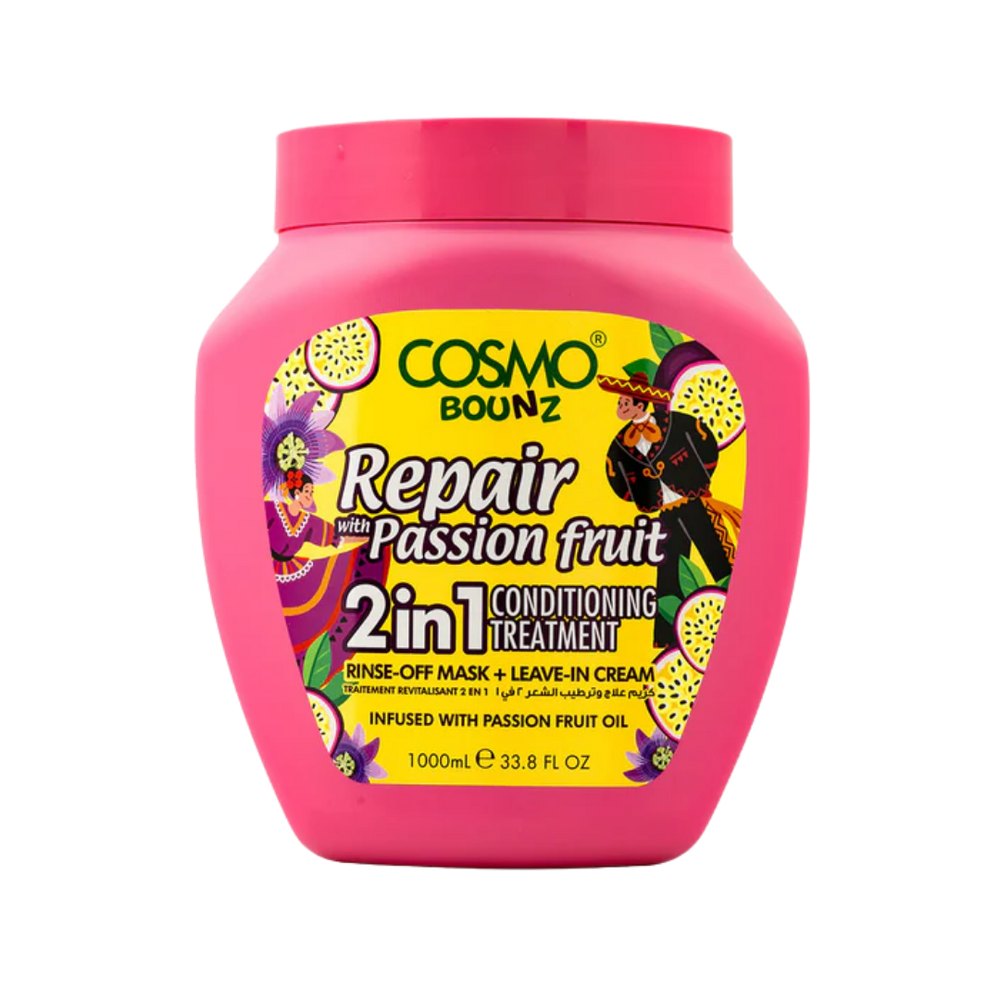 COSMO COSMETICS 2IN1 HR TREATMNT REPAIR PASSION - 1000ml | كوزمو كوزمتكس كريم علاجي للشعر الجاف والخشن - 1000 مل