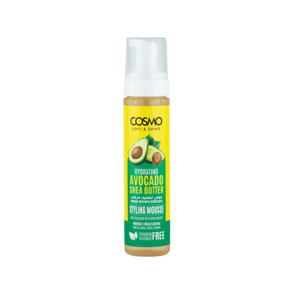 COSMO COSMETICS Soft & Shine Hydrating Styling Mousse - 250ml | كوزمو كوزمتكس موس تصفيف مرطب بزبدة الشيا والأفوكادو - 250مل