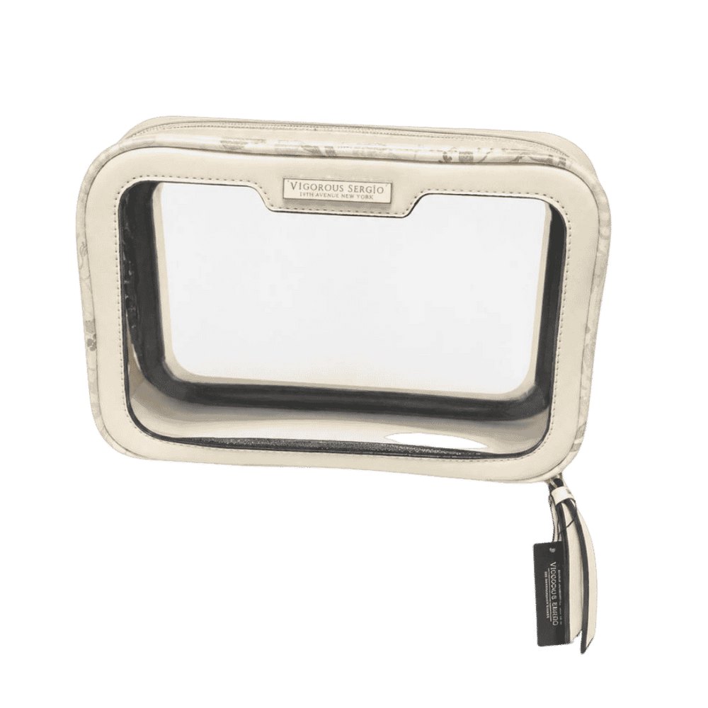 WASHBAG Off-white pattern rectangular bag set | فيغوروس سيرجيو حقيبة مكياج شفافة