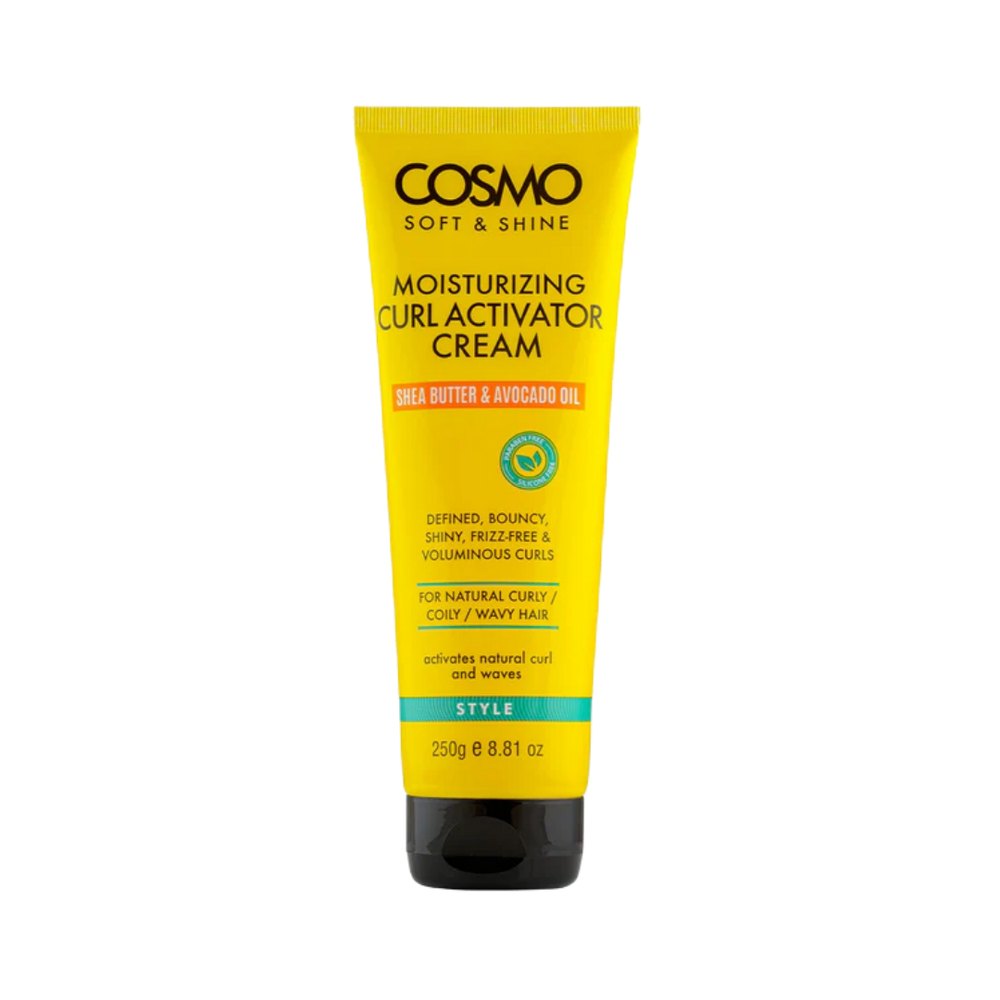 COSMO COSMETICS MOISTURIZING CURL ACTIVATOR CREAM STYLE - 250g | كوزمو كوزمتكس كريم مرطب لتقليل الهيشان والجفاف للشعر المموج والكيرلي - 250 غ