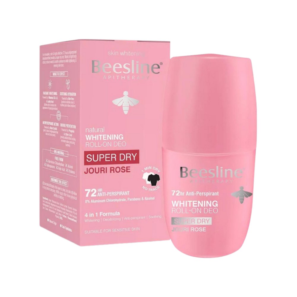 Beesline Whitening Roll On Super Dry Jouri Rose - 50ml | بيزلين رول اون تفتيح فائق برائحة الورد الجوري - 50 مل