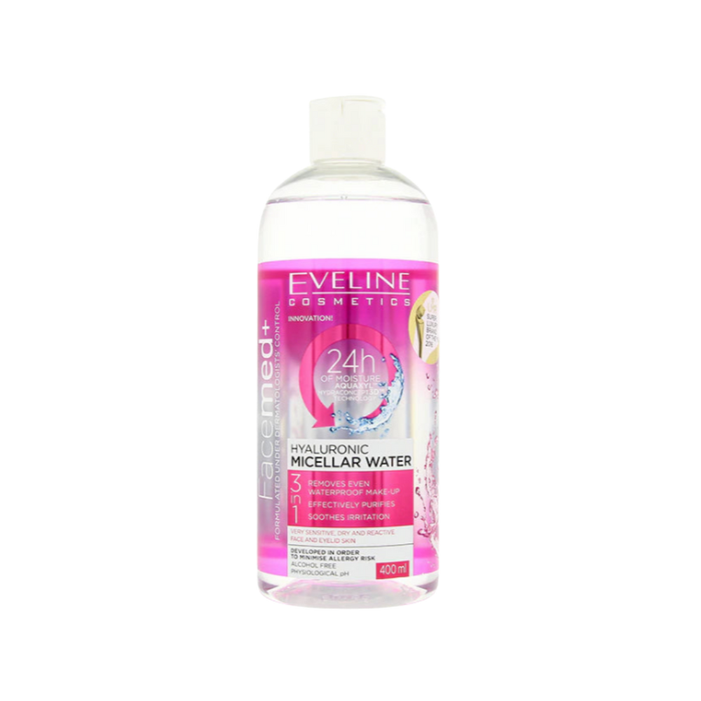 EVELINE Facemed+ cleansing micellar water with hyaluronic acid - 400ml | ايفلين مزيل مكياج ميسيلر مع هيلورنيك اسيد - 400 مل