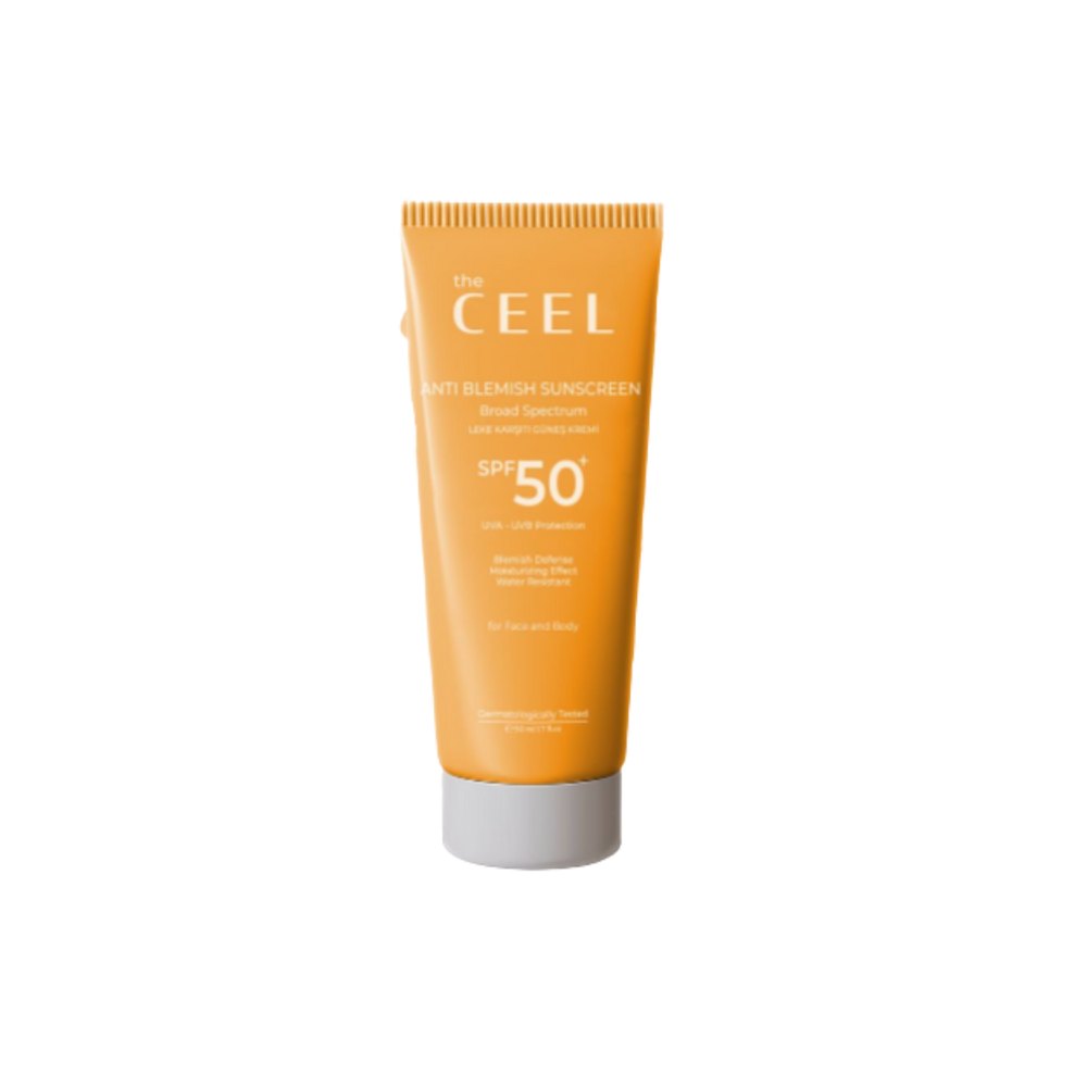 the CEEL Anti Blemish Sunscreen Spf50+ Broad Spectrum -50ml | ذا سيل واقي شمسي يمنع التصبغات - 50 مل