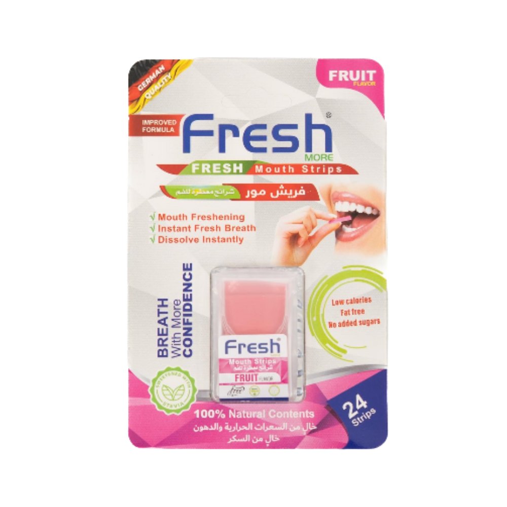 Fresh Fruit Flavor Mouthwash, 24 Strips | فريش شرائح منعشة للفم بطعم الفواكه - 24 شريحة