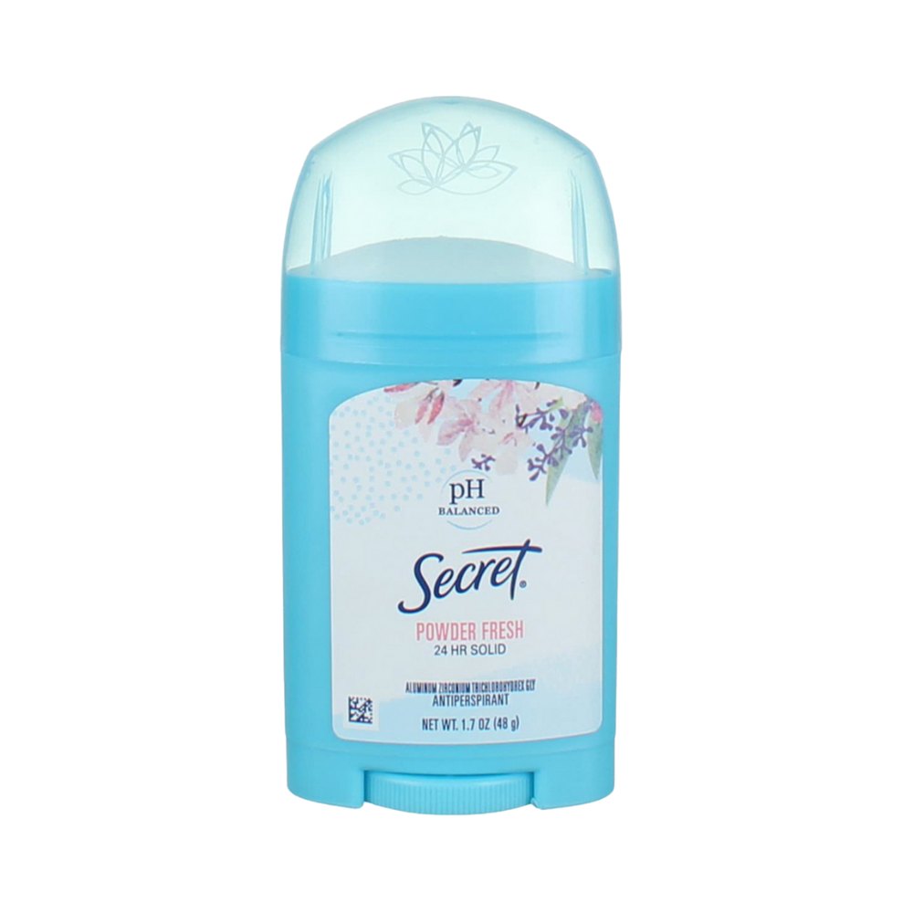 Secret Wide Solid Antiperspirant And Deodorant, Powder Fresh - 48g| سيكريت مزيل تعرق رول -48 غرام