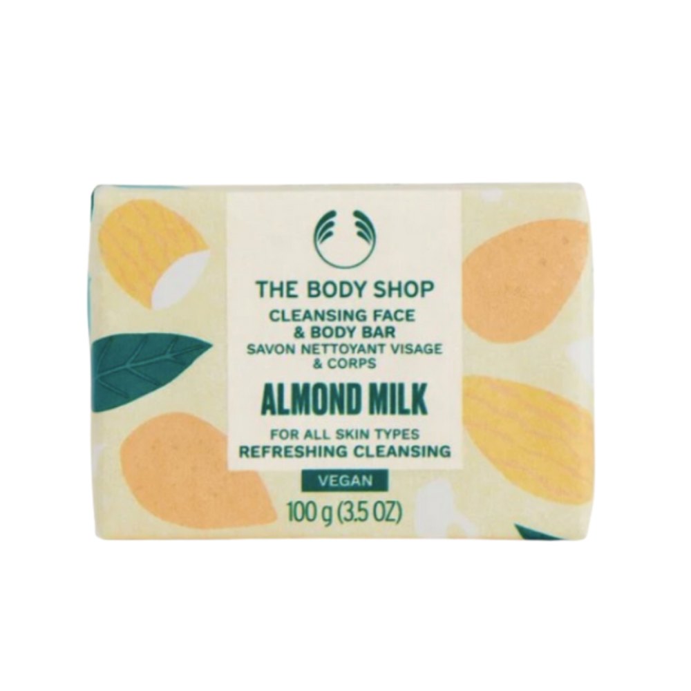 The Body Shop Almond Milk Cleansing Face & Body Bar - 100g | ذا بودي شوب صابونة الوجه و الجسم بحليب اللوز - 100 غرام
