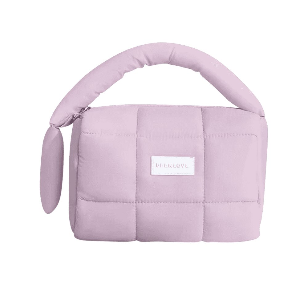 WASHBAG Purple checkered fabric bag | حقيبة مستلزمات قماشية بنقشة مربعات بنفسجية