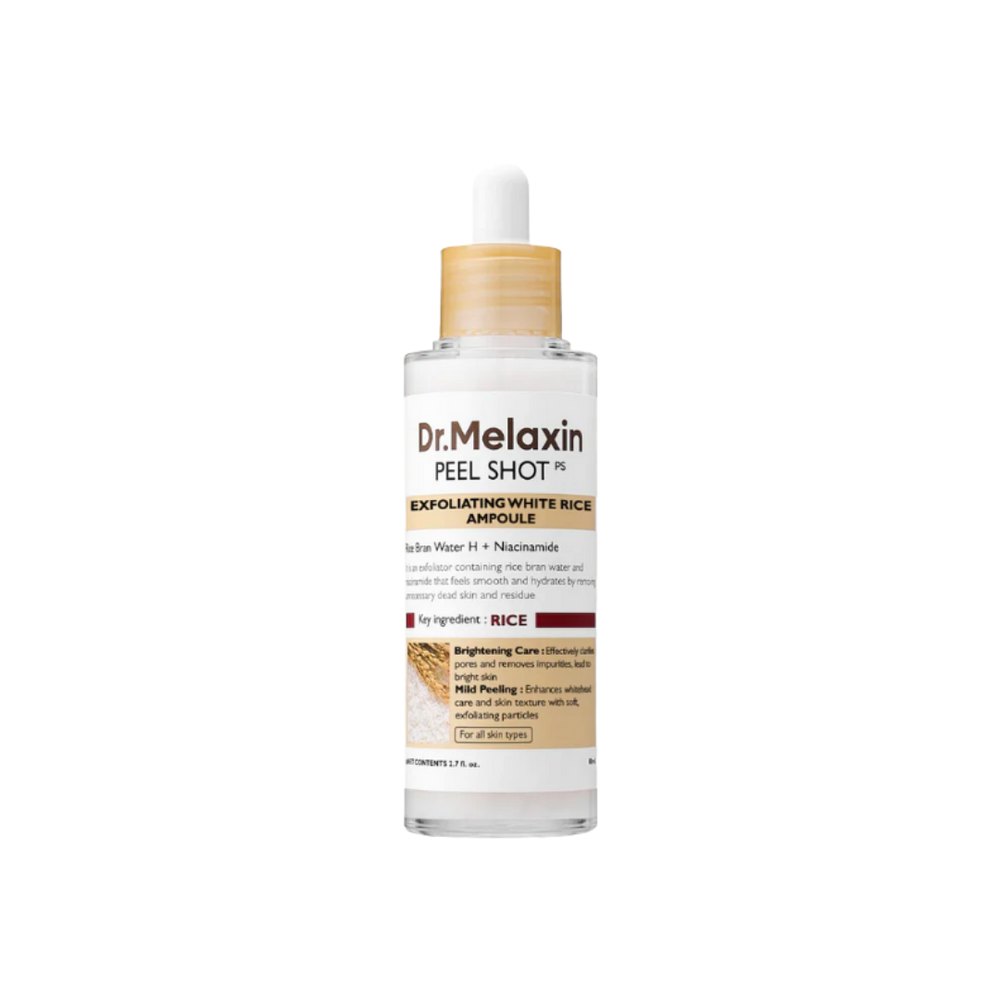 Dr. Melaxin Peel Shot Exfoliating White Rice Ampoule - 80ml | دكتور ميلاكسين امبول مقشر للبشرة بالأرز الأبيض - 80 مل