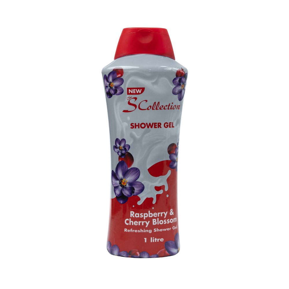 The S Collection Shower Gel Raspberry Cherry Blossom - 1000ml | ذا اس كولكشن شاور جل برائحة توت العليق وزهر الكرز – 1000 مل