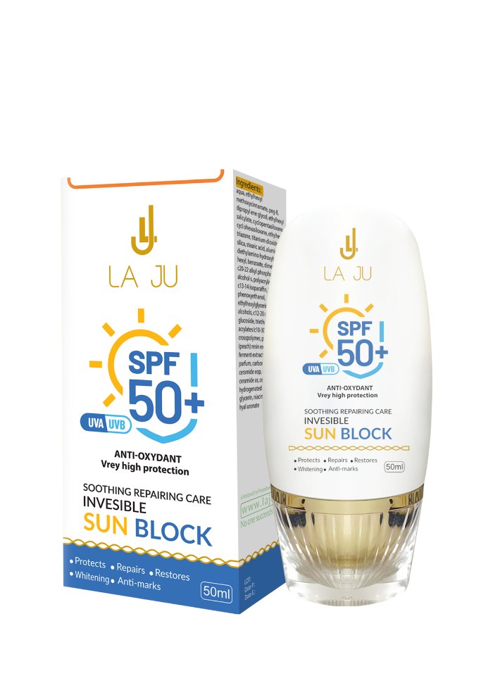 LA JU Soothing Repairing Care Invisible Sun Block - 50ml | لا جو كريم واقي شمسي مهدئ و مرمم - 50 مل