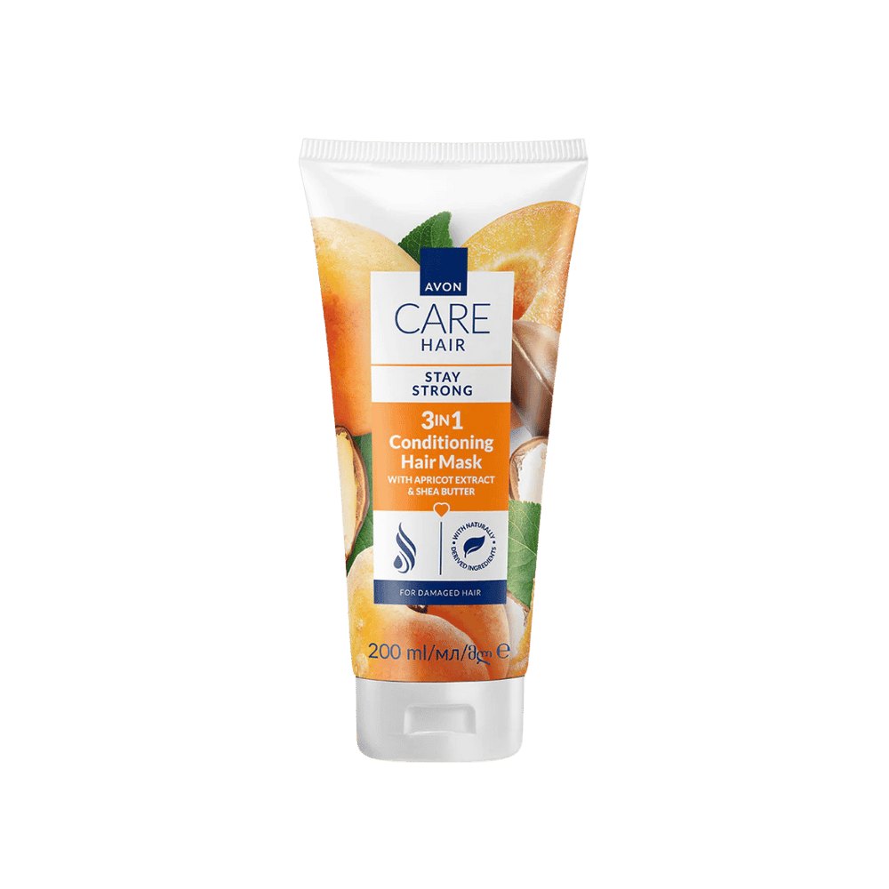 Avon Care Hair Stay Strong 3 in 1 Conditioning Hair Mask - 200ml | افون ماسك شعر 3 في 1 مرطب بخلاصة المشمش وزبدة الشيا - 200مل