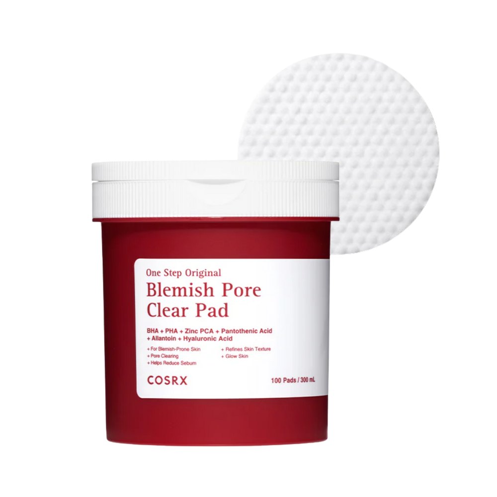 COSRX Blemish Pore Clear Pad One Step Original Salicylic Acid PHA 100 Pads - 300ml | كوزركس وسادات تنظيف وتقشير المسام بحمض الساليسيليك و PHA – 100 وسادة، 300 مل