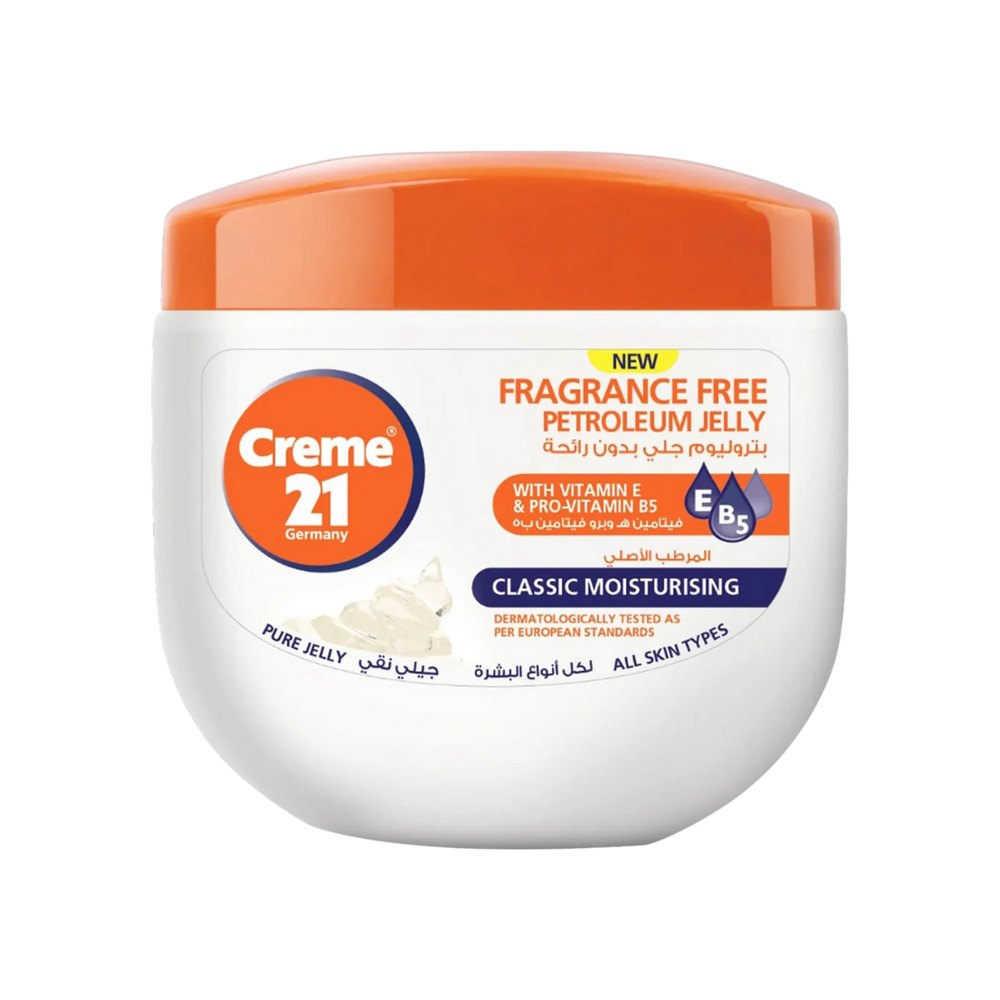 Creme21 Germany Classic Moisturizing Fragrance Free Petroleum Jelly - 300ml | كريمي 21 جيرمني كريم مرطب بزيت الفازلين الخالي من العطور - 300 مل