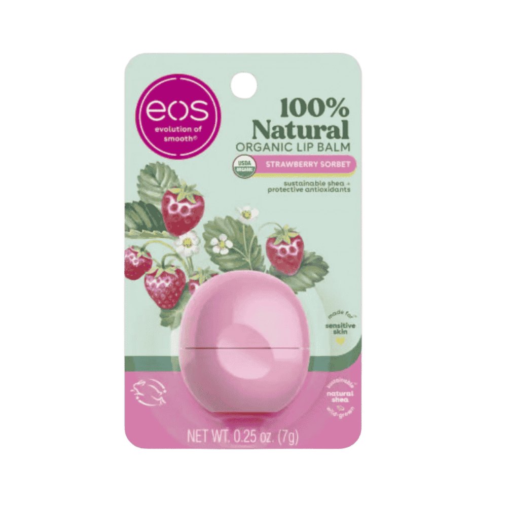 Eos, Lip Balm Strawberry Organic - 7g | اي او اس بلسم شفاه عضوي بنكهة فراولة - 7غ