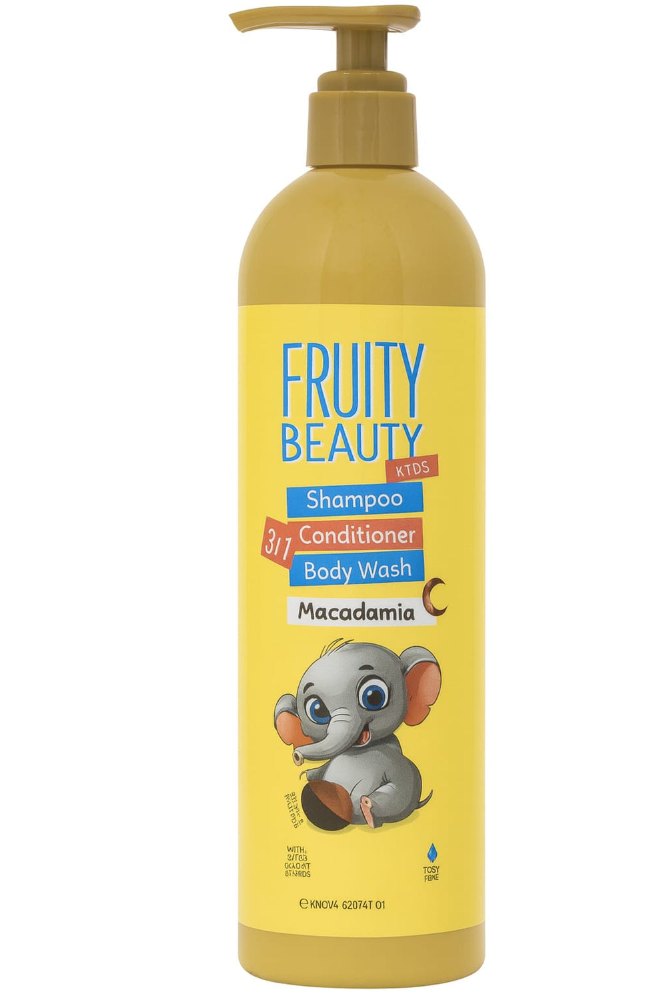 FRUITY BEAUTY Shampoo Conditioner Body Wash Macadamia - 850ml | فروتي بيوتي شامبو وبلسم وغسول للجسم برائحة الماكاديميا – 850 مل