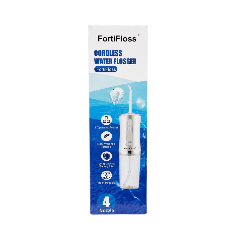 forti floss Cordless Water Flosser 4 Nozzle | فورتي فلوس جهاز تنظيف الفم لاسلكي