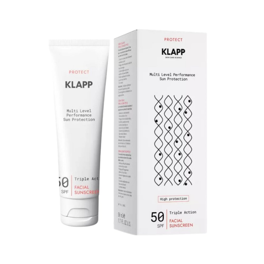Klapp Multi Level Performance Sun Protection Triple Action Facial Sunscreen 50 SPF Sun Protection - 50ml | كلاب واقٍ شمسي بتركيبة مبتكرة ضد للماء - 50 مل