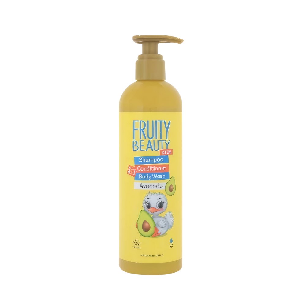FRUITY BEAUTY Shampoo Conditioner Body Wash Avocado - 850ml | فروتي بيوتي شامبو وبلسم وجل الاستحمام للاطفال بالأفوكادو - 850 مل