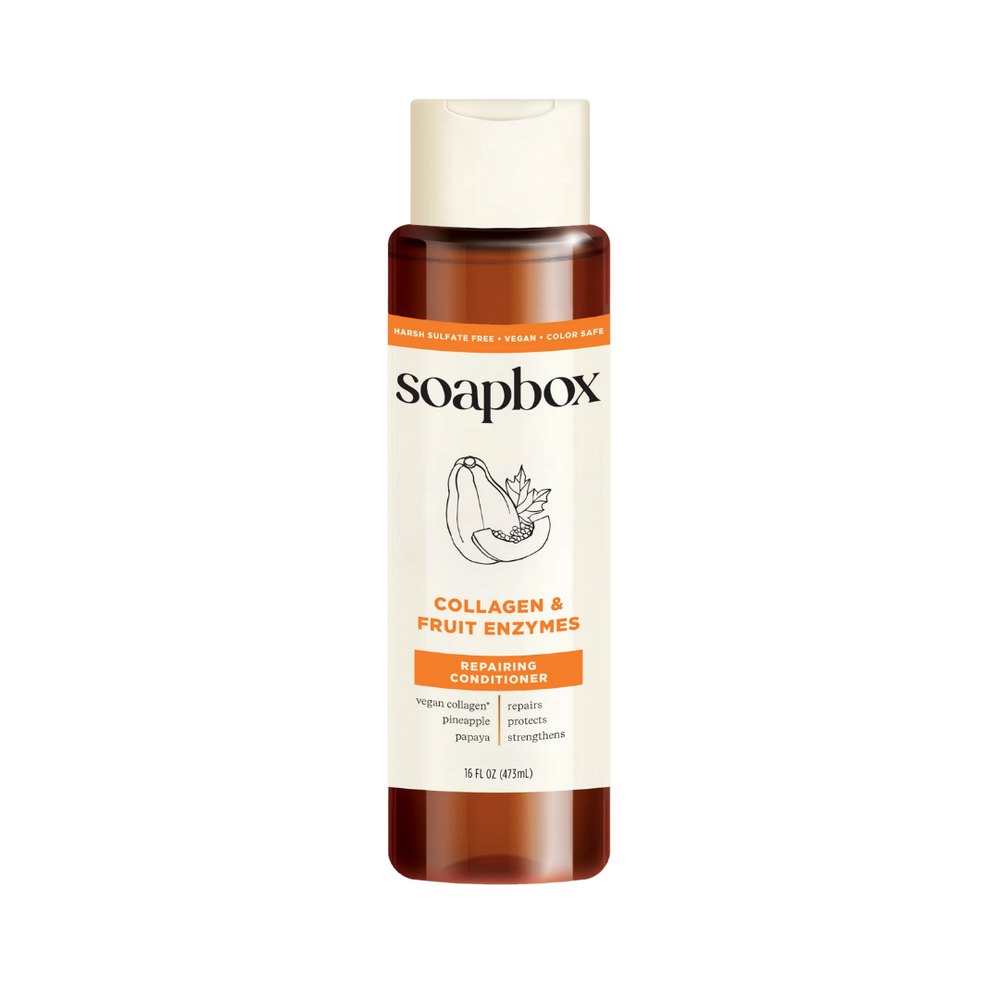 Soapbox Collagen and Fruit Enzymes Bond Builder Repairing Conditioner - 473ml | سوب بوكس بلسم للشعر بالكولاجين وانزيمات فواكه - 473 مل