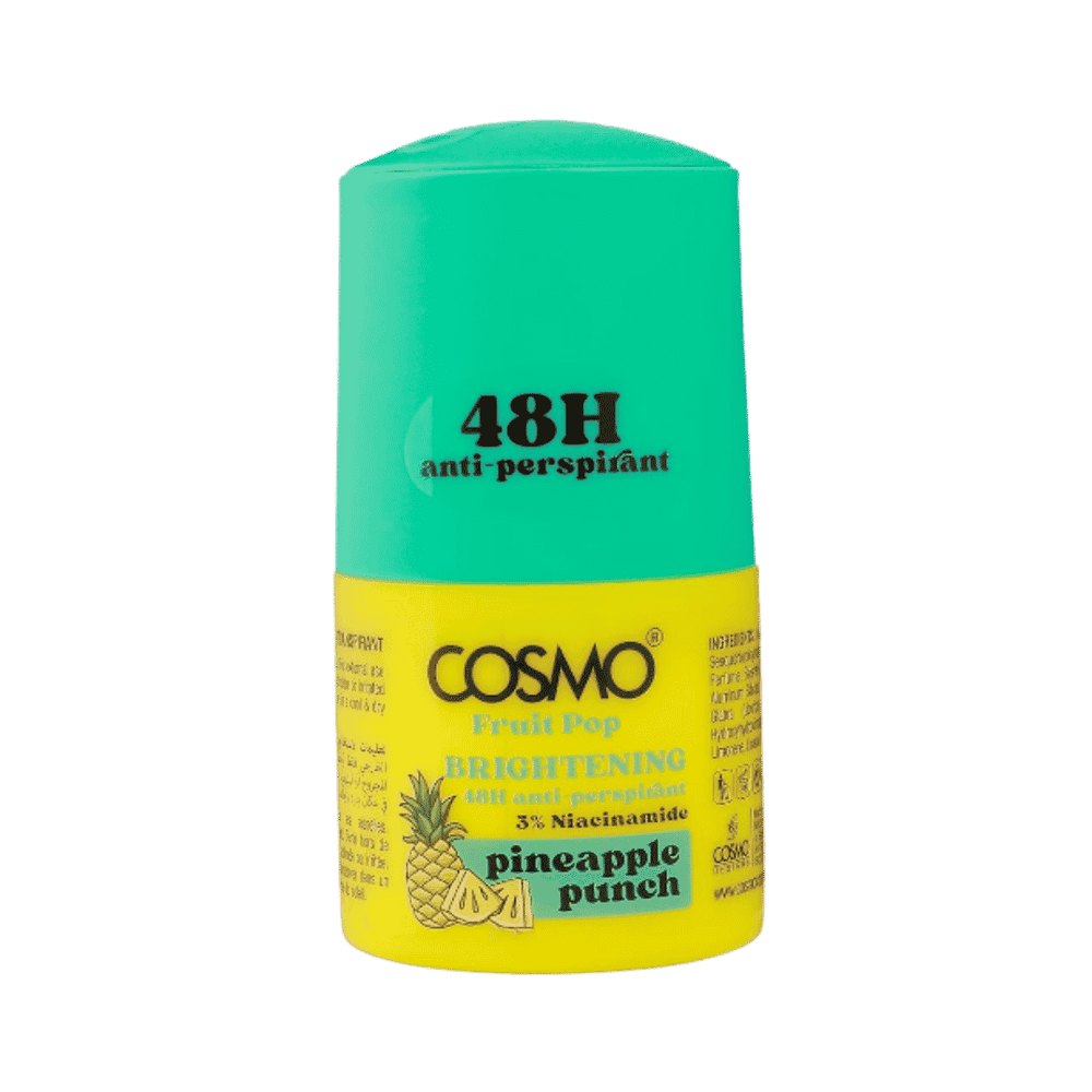 COSMO COSMETICS BODY ROLL ON 48H AP PINEAPPLE PUNCH - 50ml |كوزمو كوزمتكس مزيل عرق رول أون مضاد للتعرق ومفتّح بالنياسيناميد 3% برائحة الأناناس – 50 مل