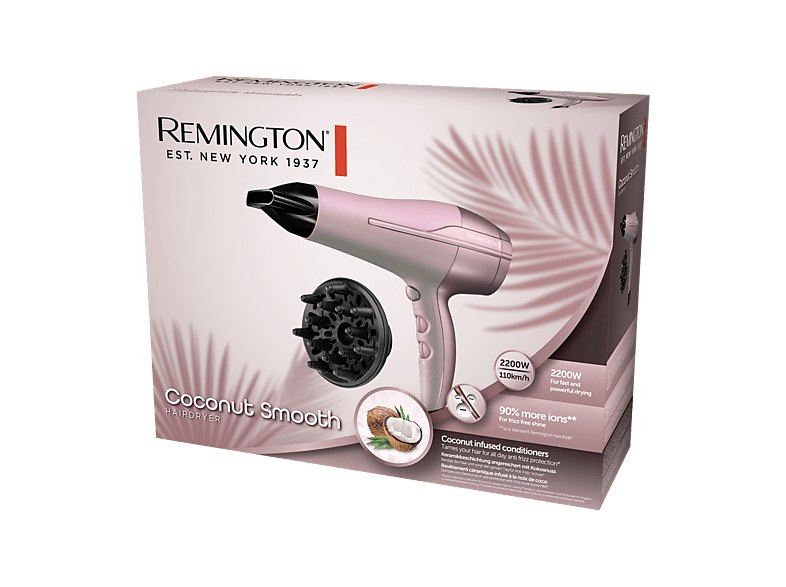 REMINGTON COCONUT SMOOTH Haartrockner Rosa (2200 Watt) | ريمنجتون مجفف شعر