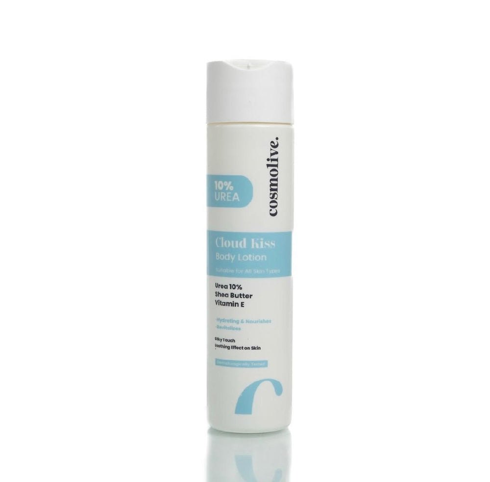 cosmolive Cloud Kiss Body Lotion 10% Urea Shea Butter Vitamin E- 300ml | كوزمو لايف لوشن للجسم 10% يوريا وزبدة الشيا وفيتامين اي - 300 مل