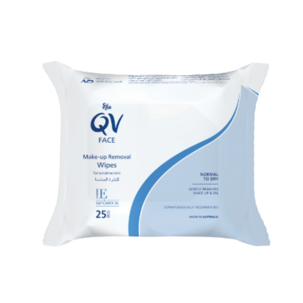 QV Face Make-up Removal Wipes Normal To Dry - 25 Wipes | كيو في مناديل مزيلة للمكياج - 25 منديل