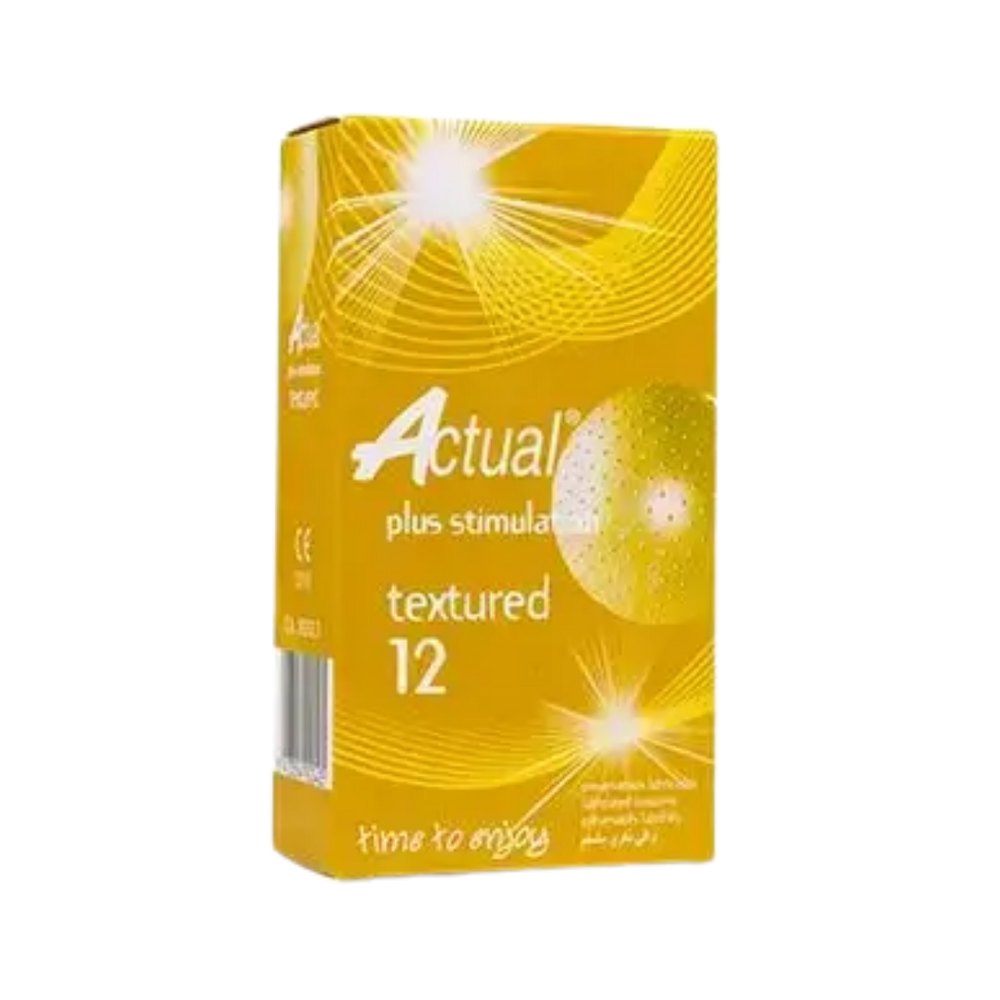 Actual Plus Stimulation Textured 12 | اكشوال بلس واقي ذكري محفز بسطح مزخرف – 12 قطعة