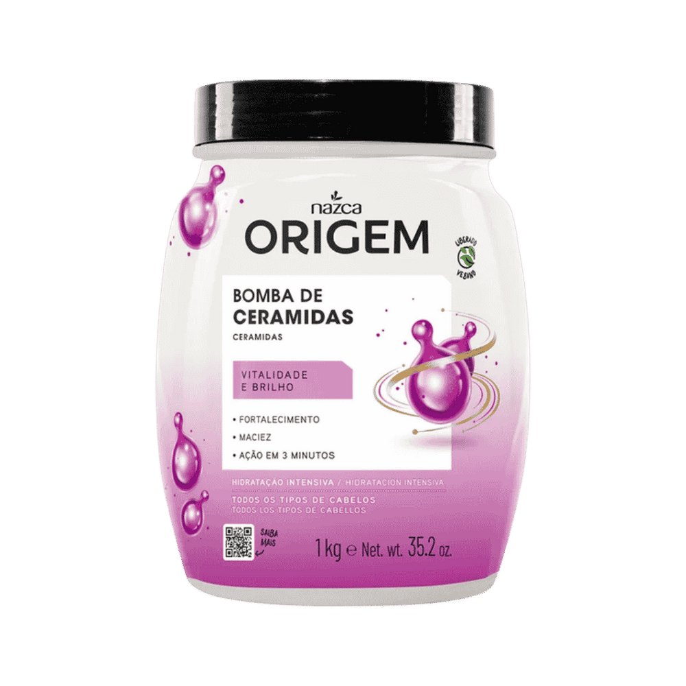 nazca Origem Bomba De Ceramidas - 1Kg | نازكا أوريجيم كريم ترطيب للشعر بالسيراميد - 1 كغ