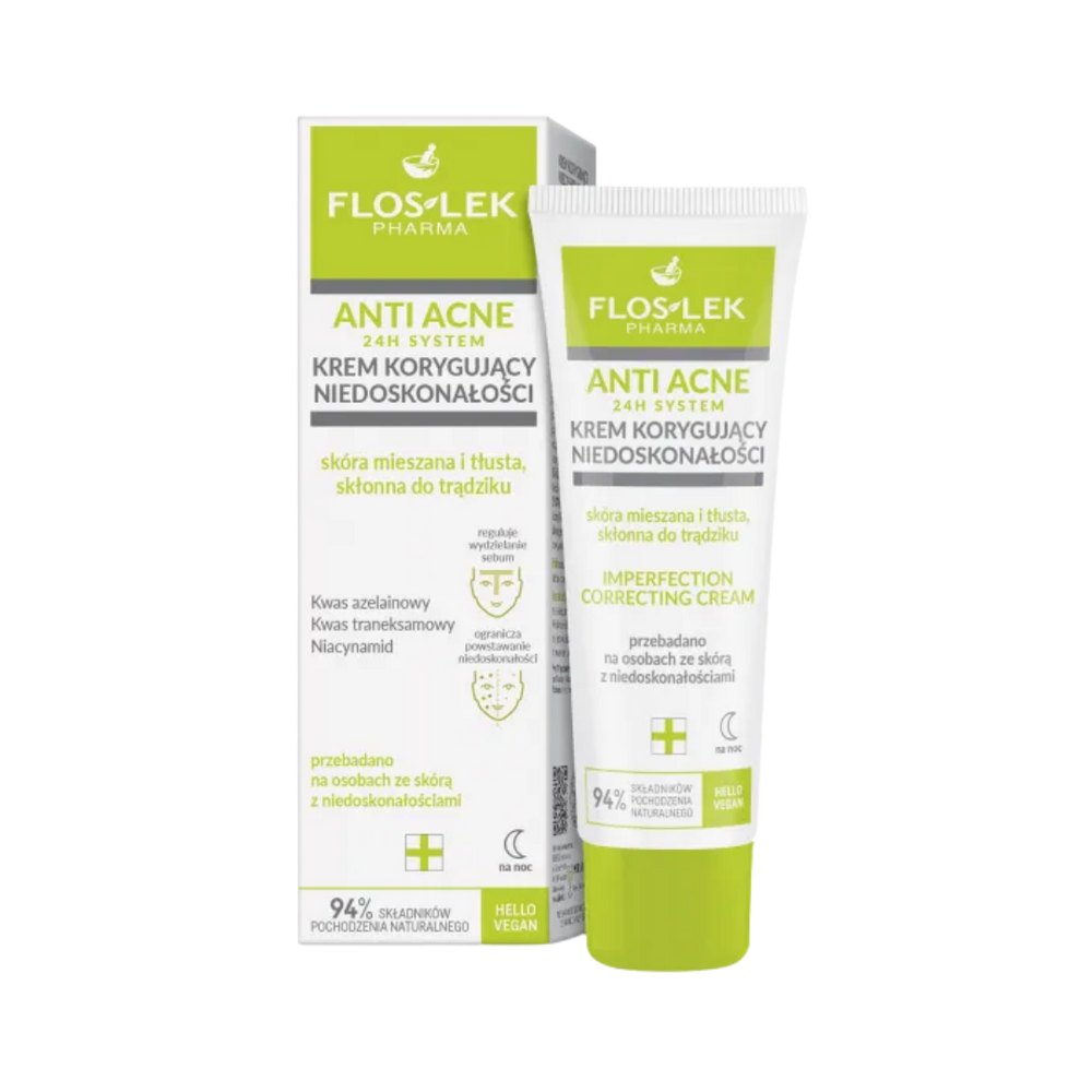 FLOSLEK PHARMA ANTI ACNE 24H System Imperfection correcting cream - 50ml | فلوسليك فارما كريم ليلي للعناية بالبشرة المعرضة لحب الشباب - 50 مل