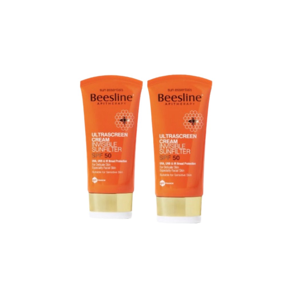 Beesline Ultrascreen Cream Invisible Sunfilter SPF 50+ - 2x60ml | بيزلين كريم واقي شمسي بدون لون مع عامل حماية 50% - قطعتين 60 مل