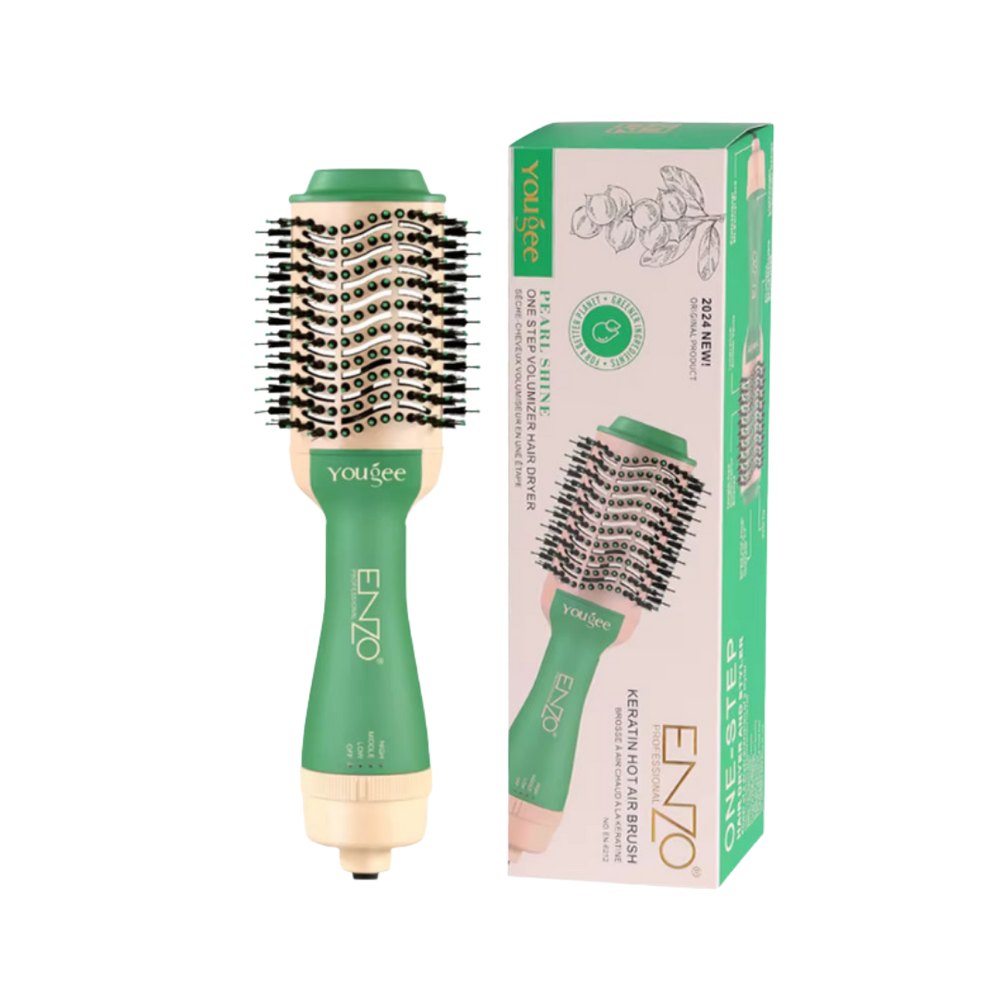 ENZO Keratin Hot Air Brush Pearl Shine One Step Volumizer Hair Dryer | انزو فرشاة حرارية لتصفيف الشعر
