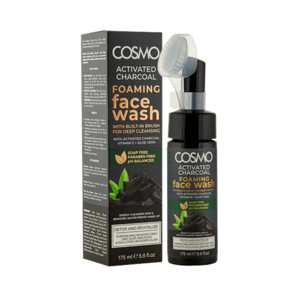 COSMO Activated Charcoal Foaming Face Wash - 175ml | كوزمو غسول الوجه الرغوي بالفحم الفعال - 175 مل