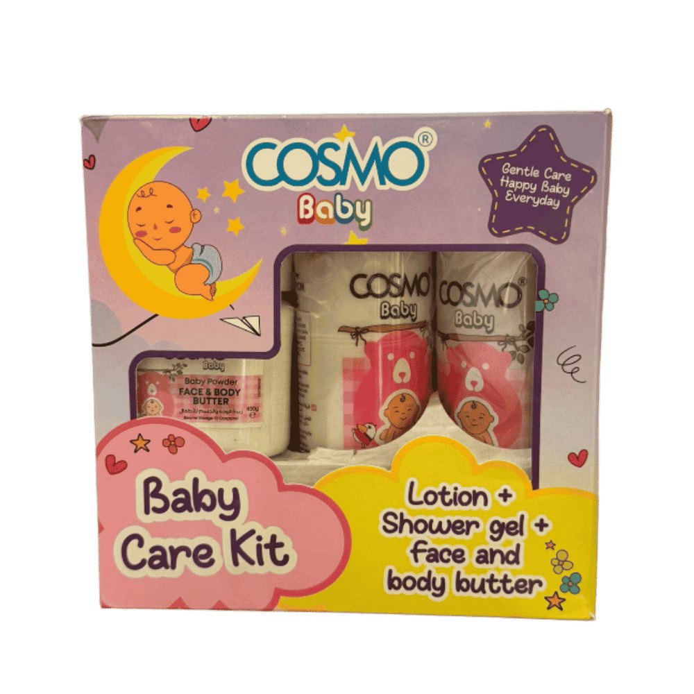COSMO Baby Care Kit Lotion + Shower Gel + Face & body Butter Baby Powder - 500ml | كوزمو مجموعة للعناية بالطفل- 500مل