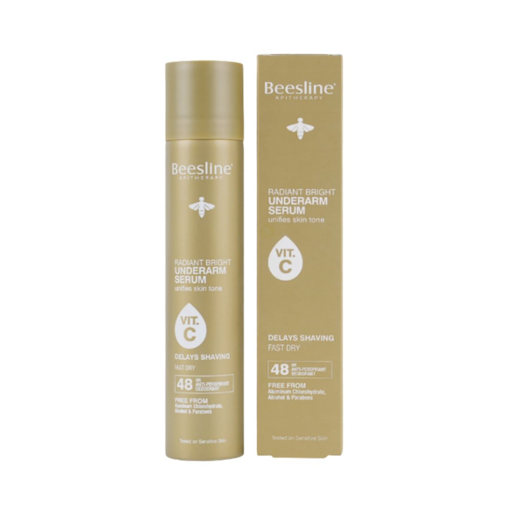 Beesline Radiant Bright Underarm Serum Vit C Spray 48h - 150ml | بيزلين بخاخ مضاد للتعرق و مفتح تحت الابط بفيتامين سي - 150 مل