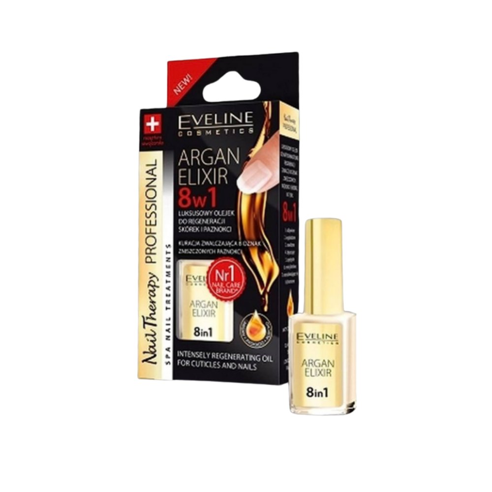 EVELINE Nail Therapy Nail Strengthening Oil 12ml with Argan - 12ml | ايفلين مقوي للأظافر و الجلد المحيط بزيت الأرغان - 12 مل
