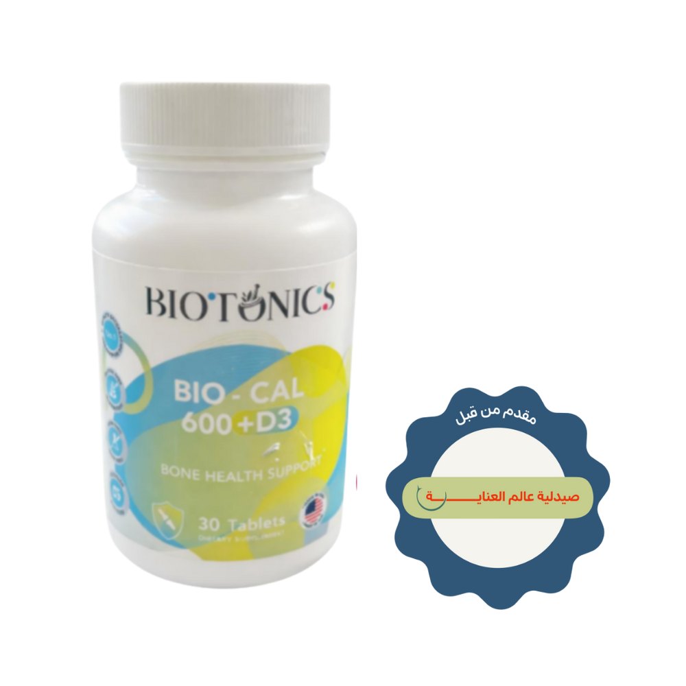 BIOTONICS Bio - Cal 600 +D3 30 Tablets | بايوتونكس بيو مكمل الغذائي الكالسيوم والفيتامين دال - 30 مضغوطة