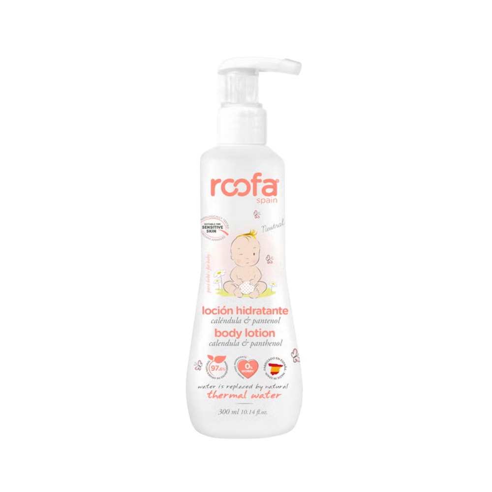 Roofa Baby Moisturizing Body Lotion With Calendula & Panthenol - 300 ml | روفا لوشن ترطيب للأطفال بخلاصة الكاليندولا والبانثينول – 300 مل