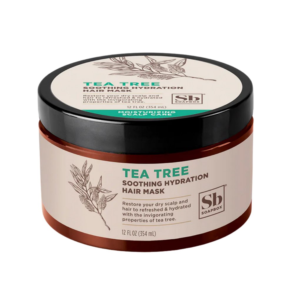 Soapbox Hair Mask, Tea Tree Deep Conditioner - Soothing Hydration - 354ml | سوب بوكس بلسم وماسك للشعر بزيت شجرة الشاي - 354 مل