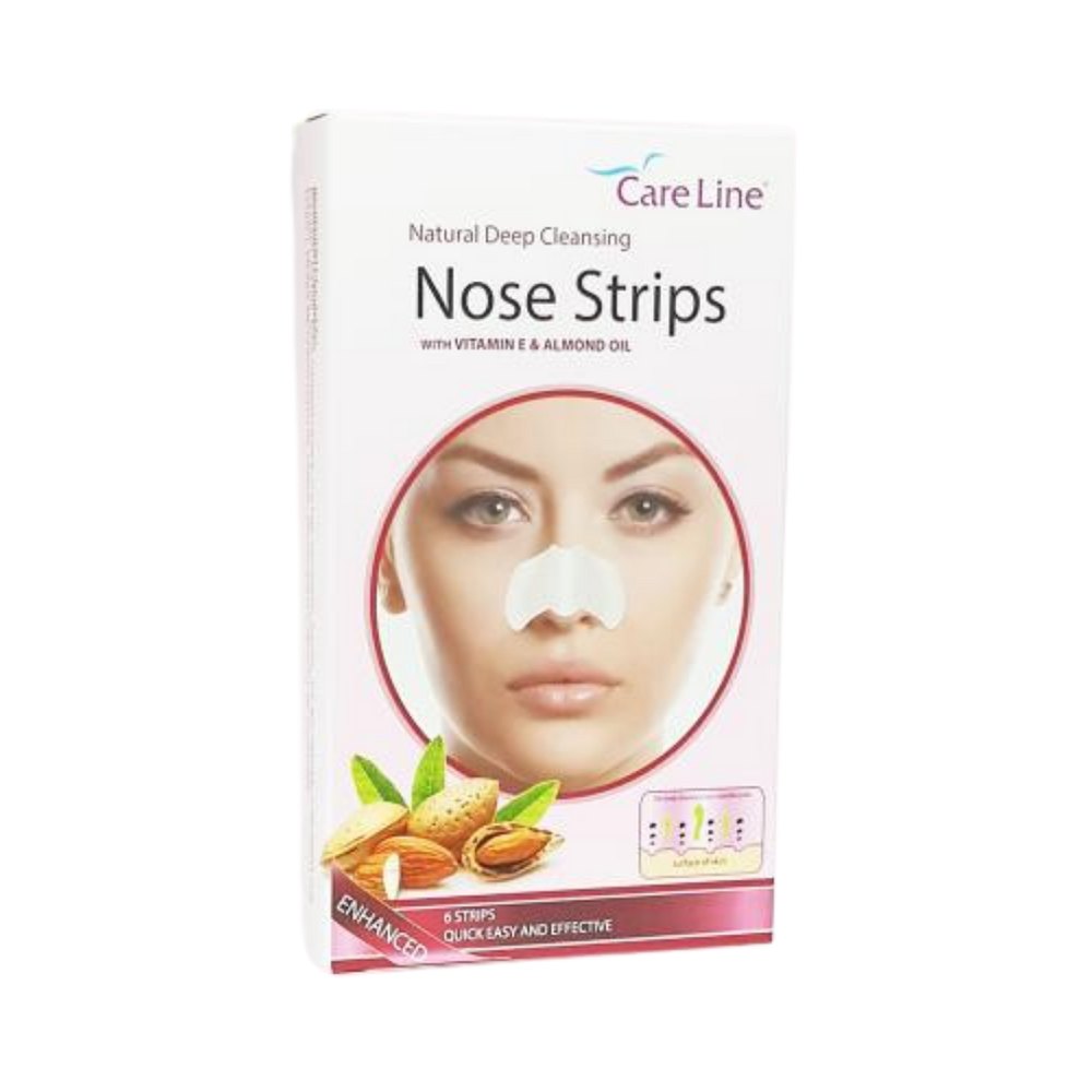 Care Line Natural Deep Cleanising Nose Strips With Vitamin E 6 Strips | كير لاين لصاقات الأنف لإزالة الرؤوس السوداء - 6 لصاقات