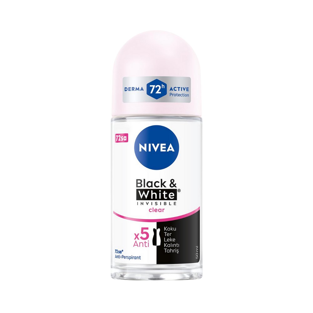 Nivea Roll On Woman Black White Invisible Clear - 50ml | نيفيا رول أون للنساء بلاك آند وايت إنفزبل كلير – ٥٠ مل