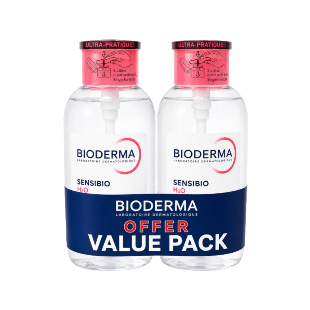 BIODERMA Sensibio H2O Micellar Makeup Remover Specil Offer - 500x500ml| بيوديرما مزيل مكياج مايسلير -500 *500مل