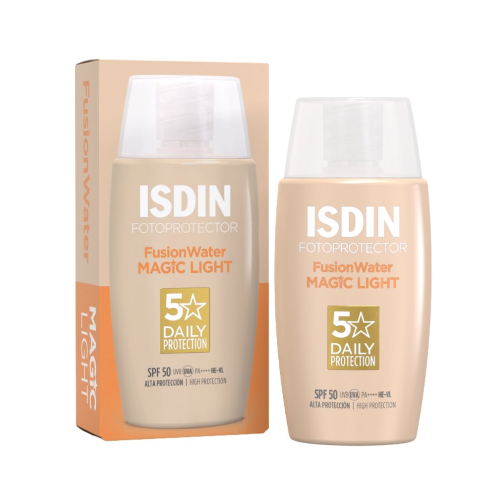 Isdin Fotoprotector Fusion Water Magic Light Tinted SPF50 - 50ml | ازدن واقي شمسي مع لون ماجيك لايت - 50 مل