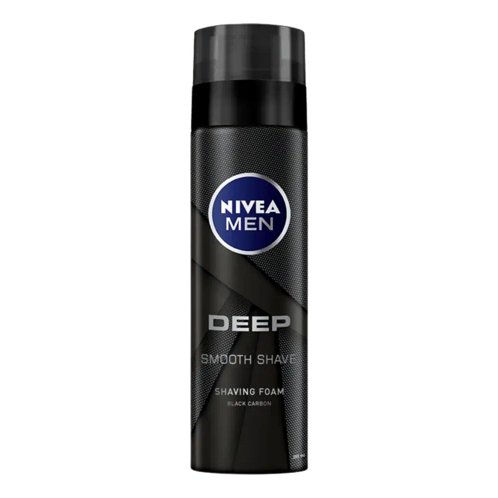 NIVEA Deep Black Carbon Shaving Foam - 200ml | نيفيا رغوة الحلاقة للرجال بالكربون الاسود - 200 مل
