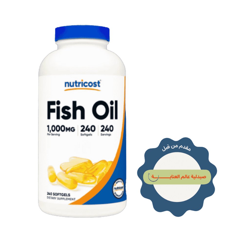 Nutricost omega 3 Fish Oil 1000 Mg - 240 Softgels | نيوتريكوست زيت السمك 1000 ملغ - 240 كبسولات هلامية